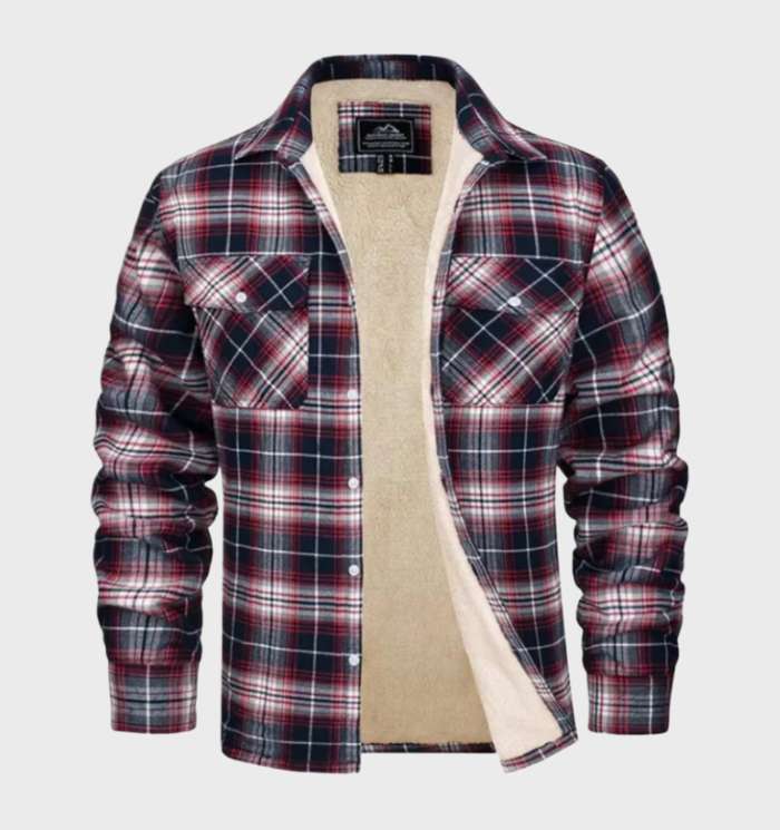 WW | Herren Warm Karierte Hemdjacke Mit Langen Ärmeln