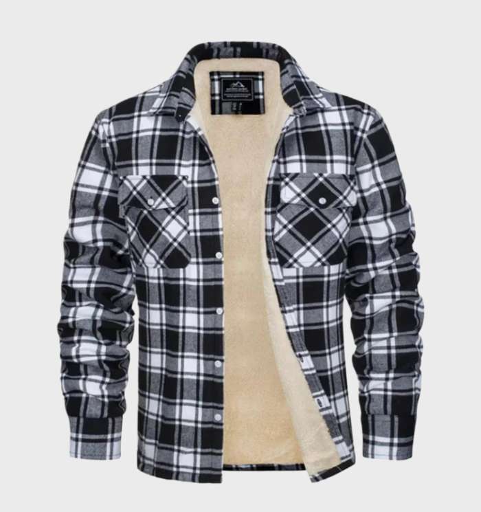 WW | Herren Warm Karierte Hemdjacke Mit Langen Ärmeln