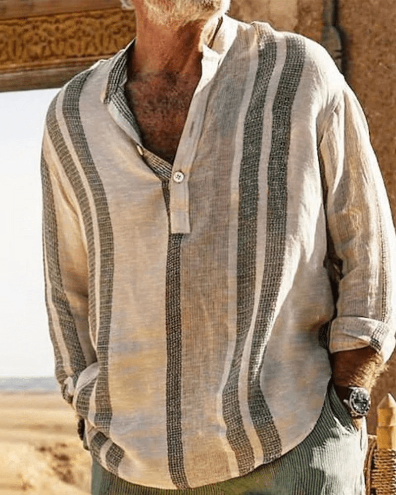 WW | Atmungsaktive Leinenhemd Herren Blusen Shirt