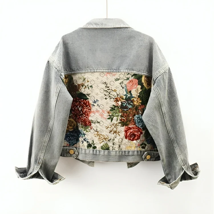 WW | Damen Blumen Denim Jacke