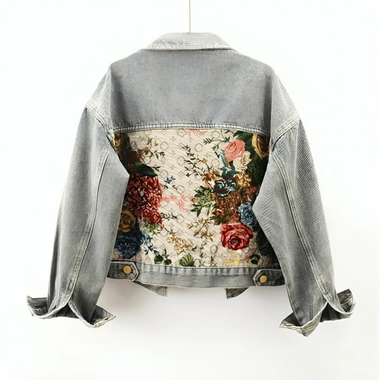 WW | Damen Blumen Denim Jacke