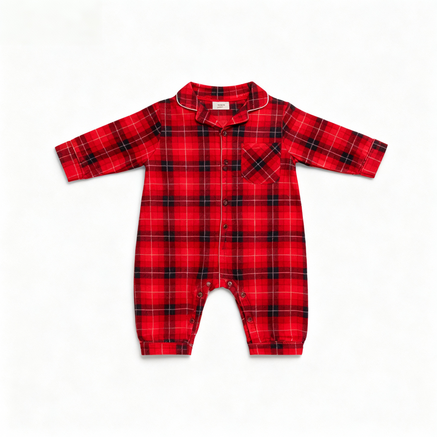 WW | Weihnachtsfamilien-Matching Rote Karierte Knopf-Oben Langarm Pyjama Sets Mit Hund