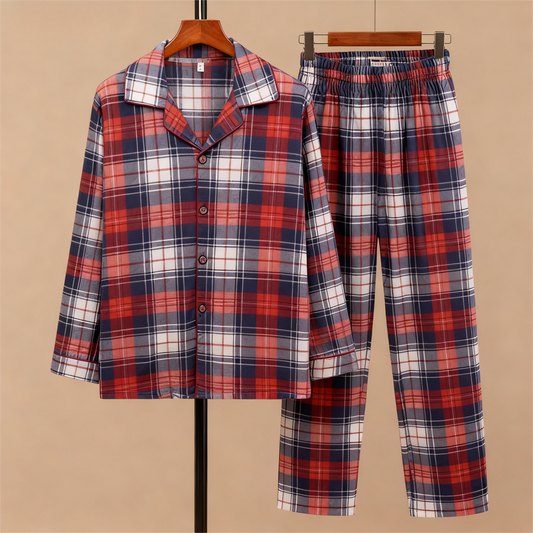 WW | Cozy Button-Front Plaid Couple Pajama Sets for Christmas