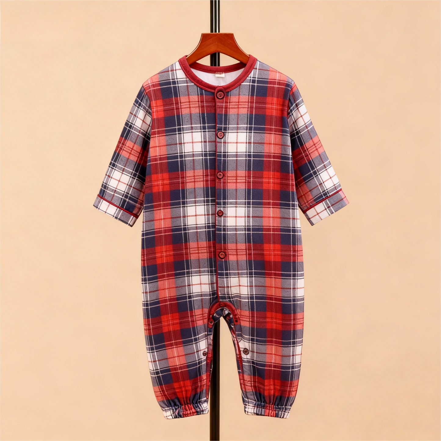WW | Gemütliche Karierte Knopf-Front Pyjama-Sets für Weihnachten