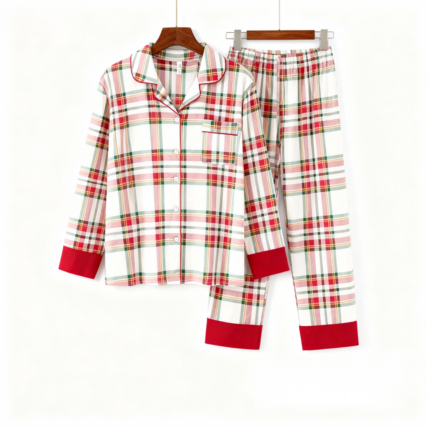 WW | Christmas Plaid Couple Pajama Set - Button Placket