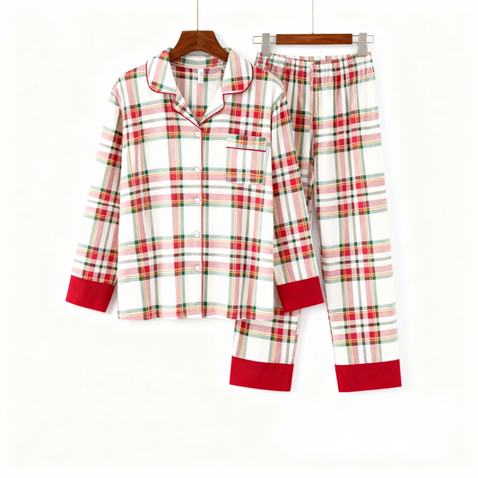 WW | Christmas Plaid Couple Pajama Set - Button Placket