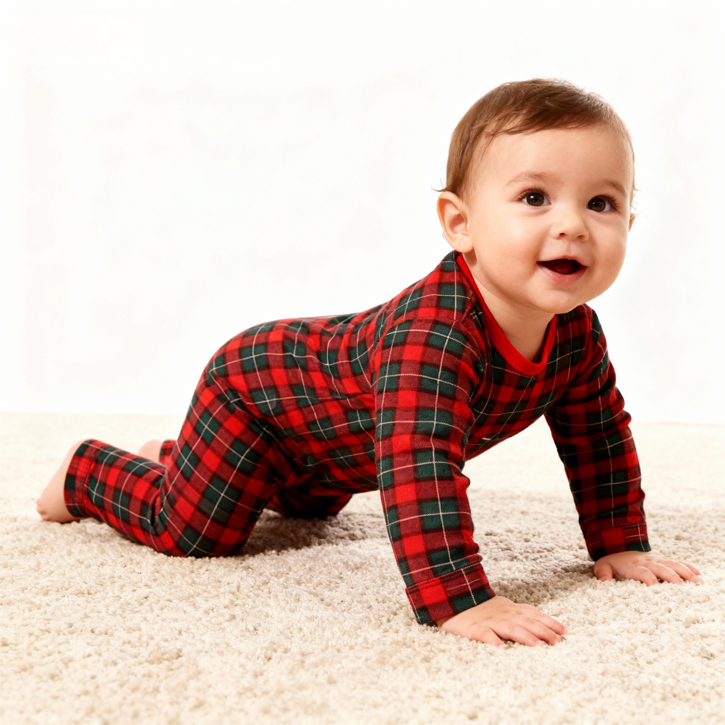 WW | Christmas Red and Green Plaid Button-Down Family Pajama Sets