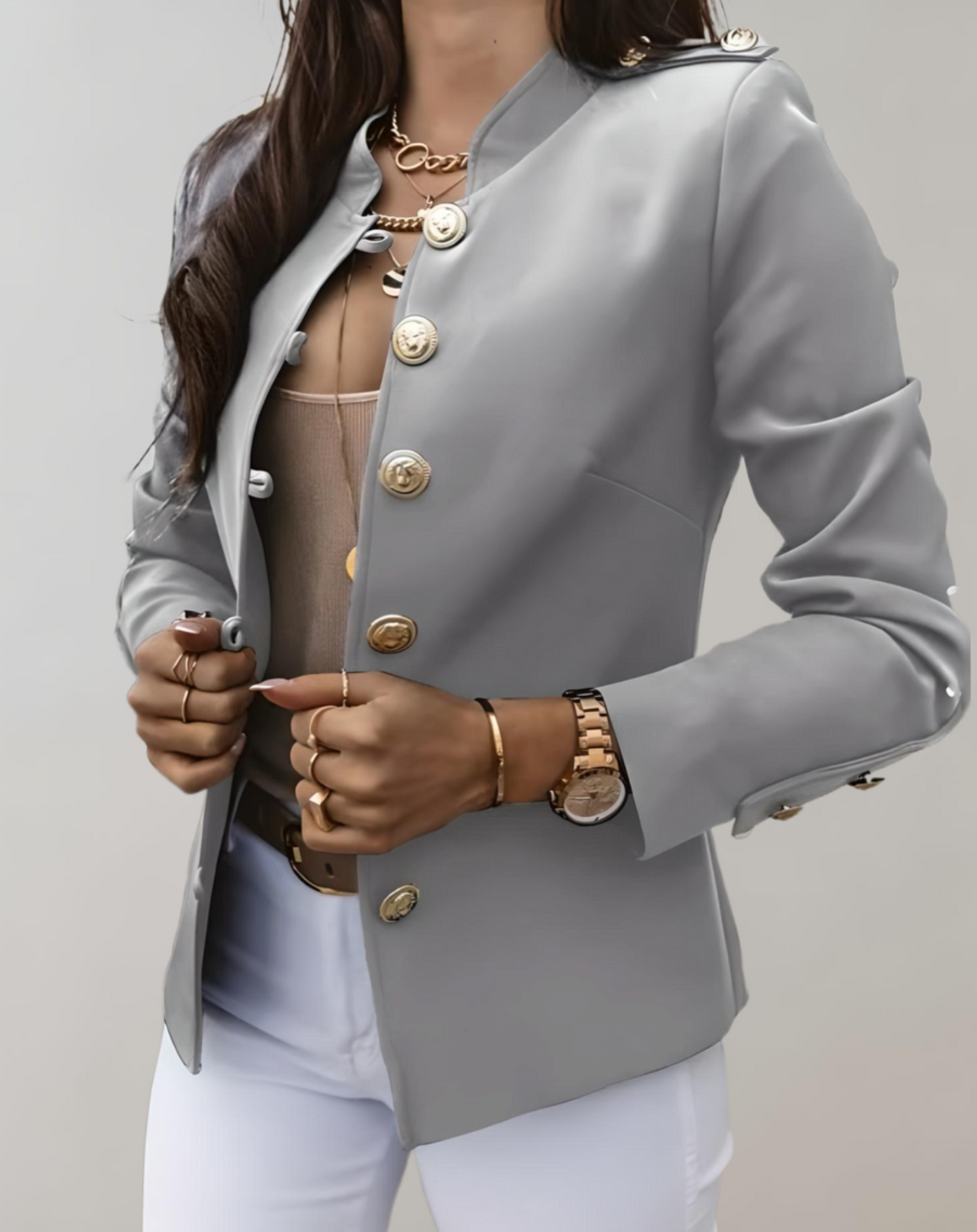 WW | Elegante Blazer mit Kragen und schönen großen Knöpfen