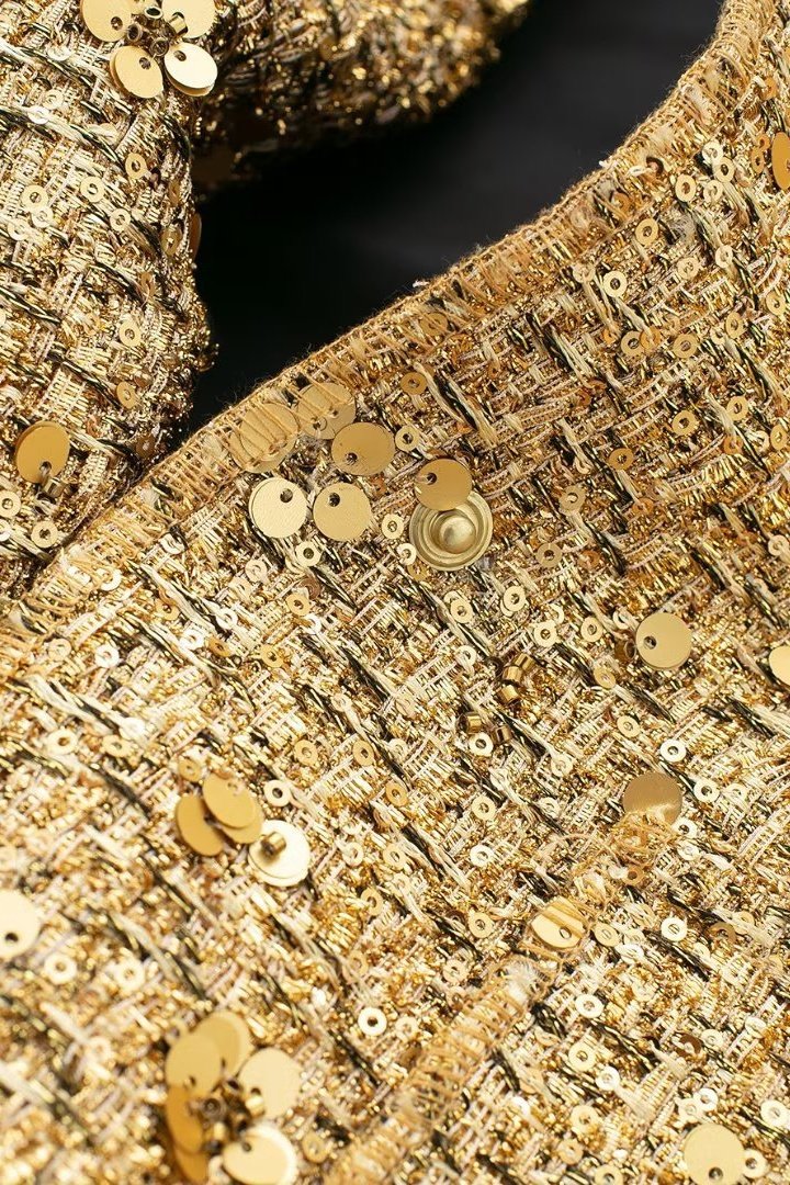 WW | Kragen Metallic Pailletten Jacke