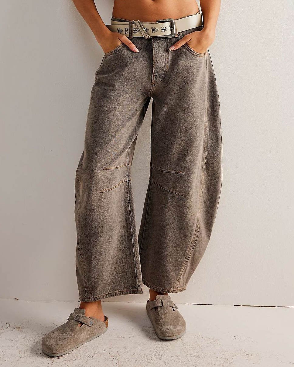 WW | Vintage Wash and Contrast Stitching Boyfriend Jeans - Relaxed Fit Women's Jeans