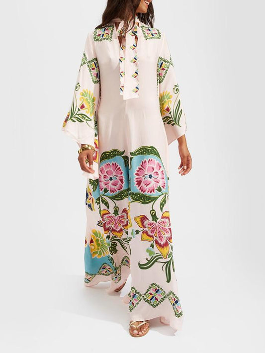 Exquisites, fließendes Maxikleid mit sonnigem Blumenprint