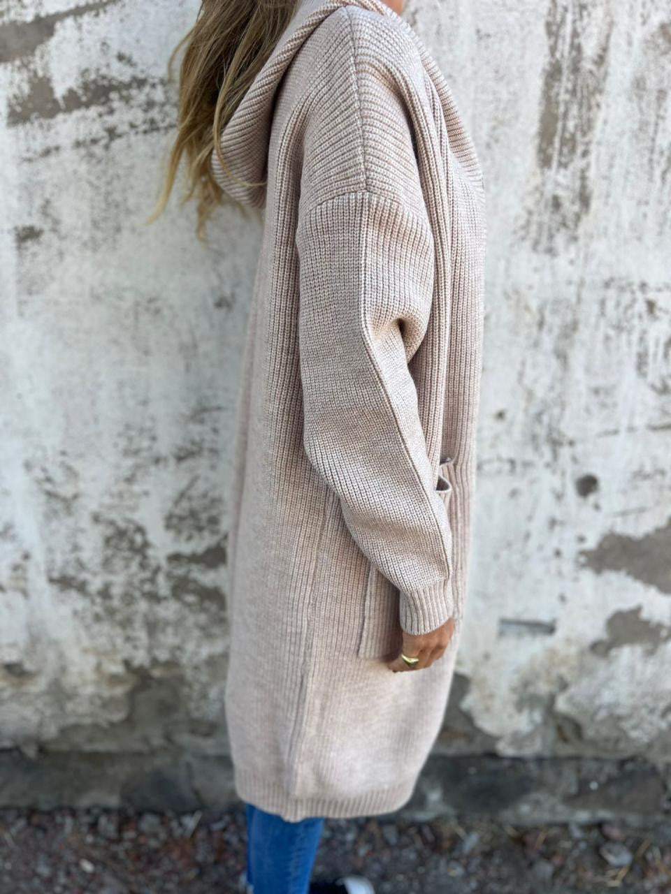 WW | Long Cardigan Soft And Comfortable With Buttons And Pockets With Shawl Collar