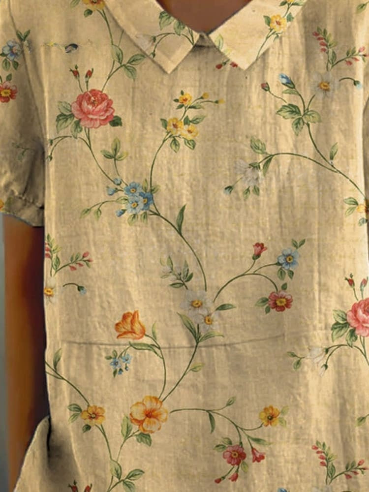 Karla – Casual women's shirt with retro floral print