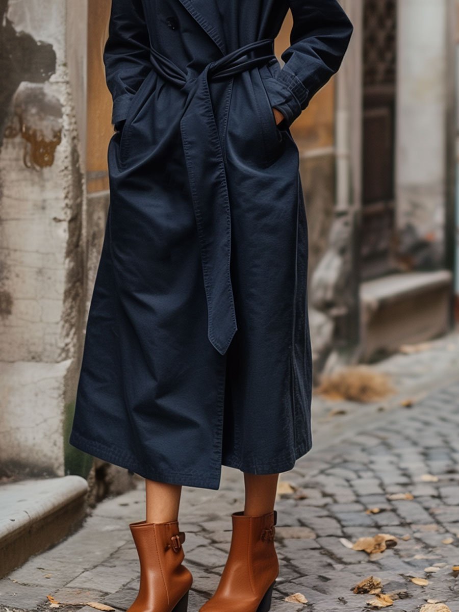WW | Dark Blue Loose Trench Coat Women's Jacket