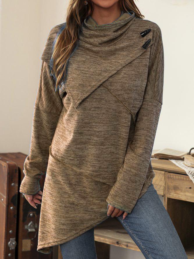 WW | Asymmetrisches Langarmshirt mit Wasserfall-Ausschnitt für Damen