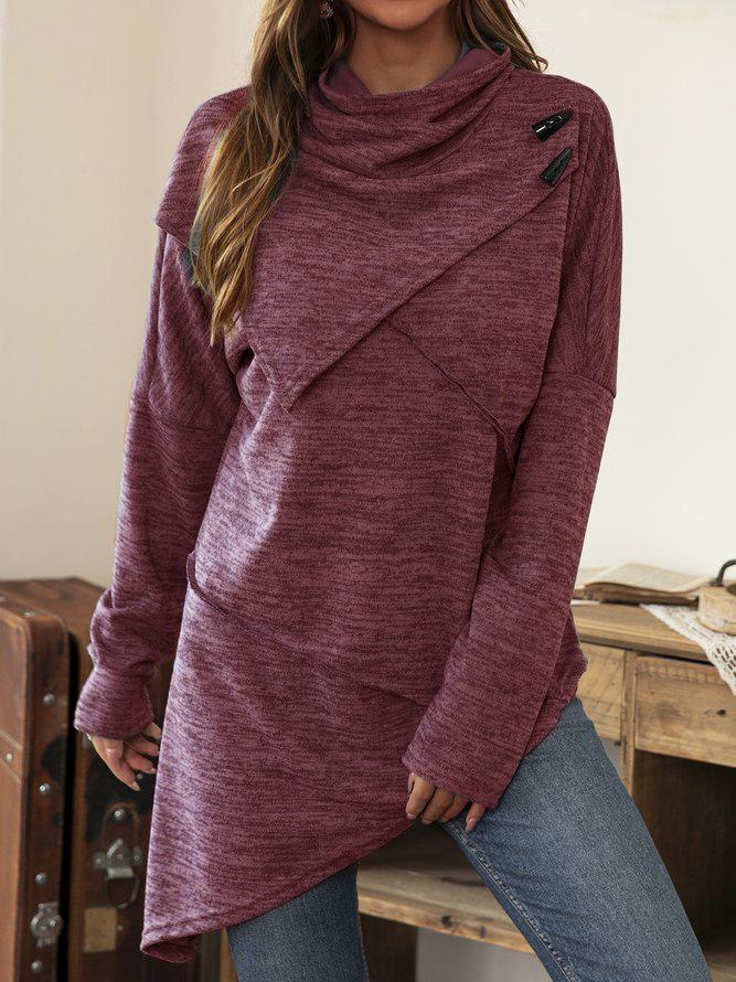 WW | Asymmetrisches Langarmshirt mit Wasserfall-Ausschnitt für Damen
