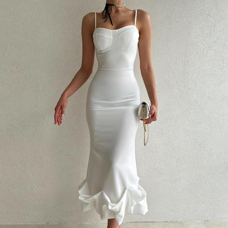 WW - Elegantes einfarbiges Slipkleid