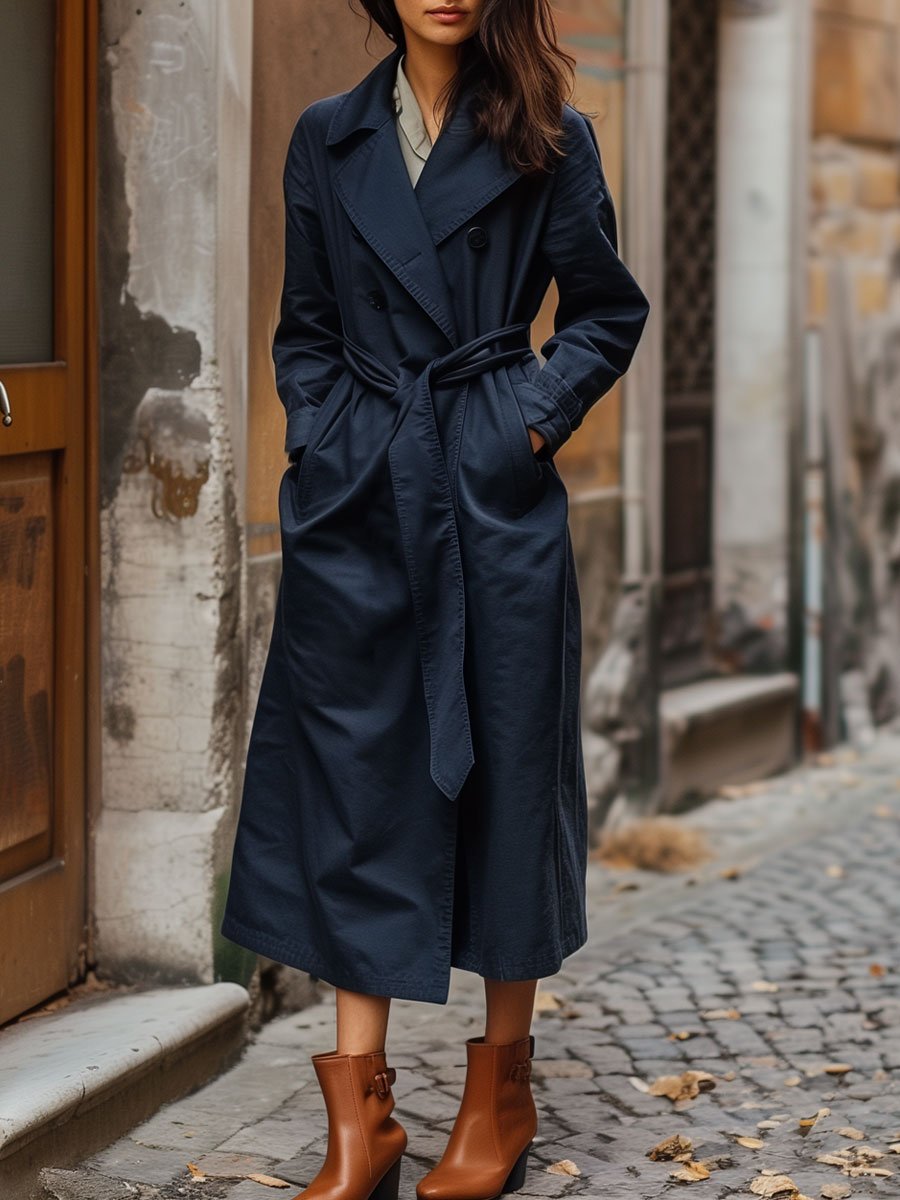 WW | Dark Blue Loose Trench Coat Women's Jacket