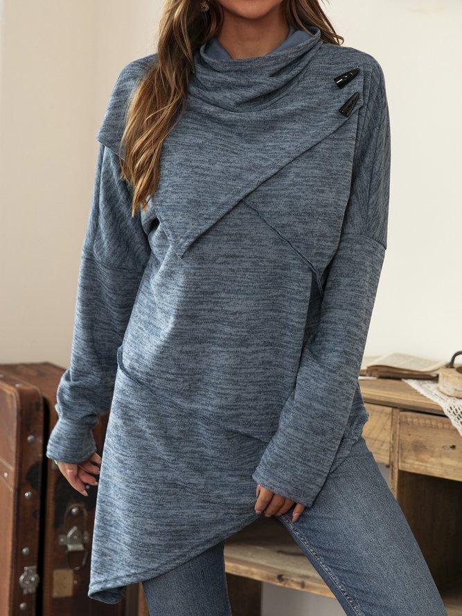 WW | Asymmetrisches Langarmshirt mit Wasserfall-Ausschnitt für Damen