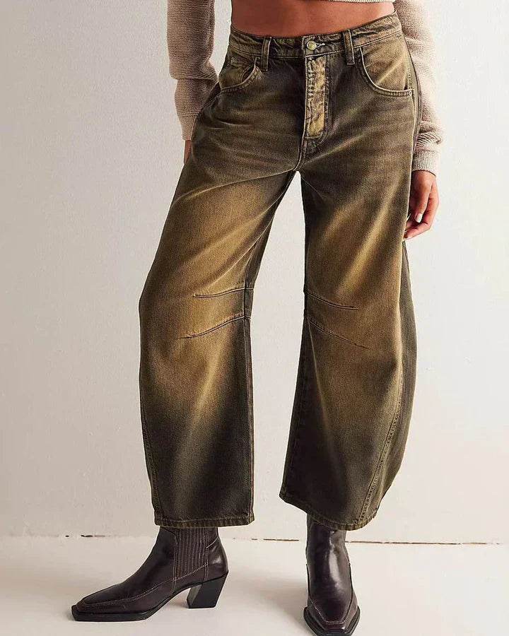 WW | Vintage Wash and Contrast Stitching Boyfriend Jeans - Relaxed Fit Women's Jeans