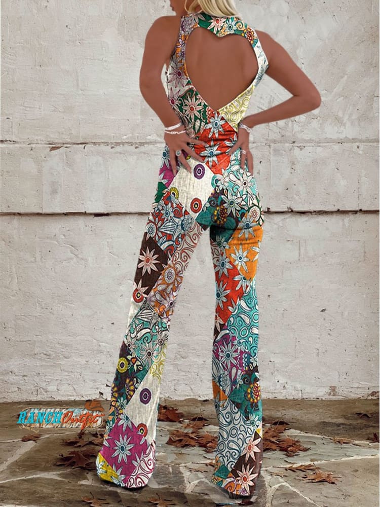 WW | Floral Split Denim Jumpsuit
