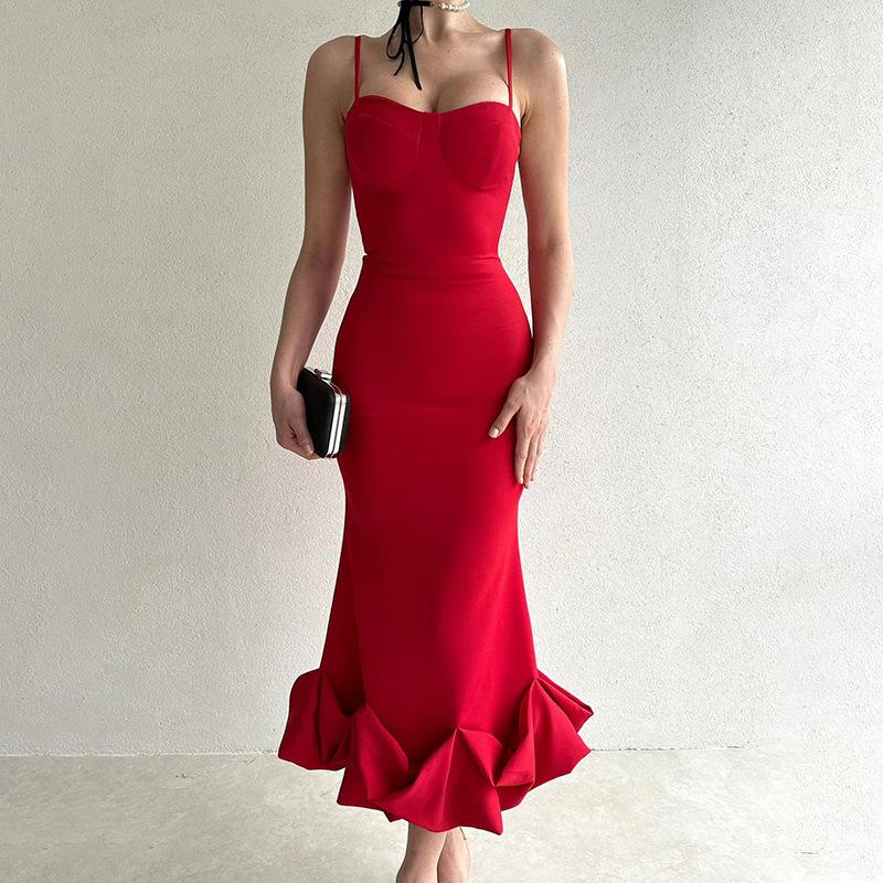 WW - Elegantes einfarbiges Slipkleid