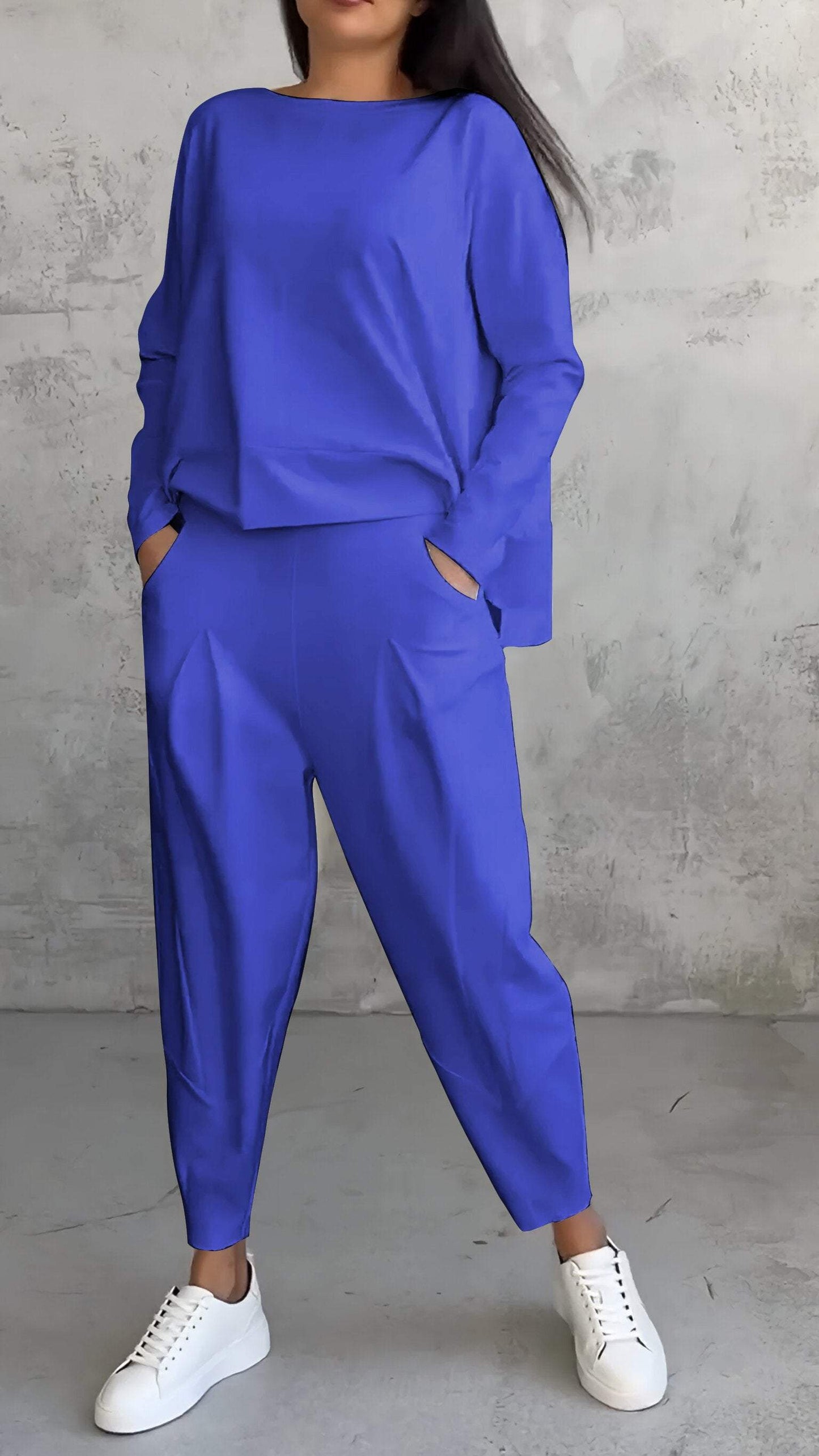 WW | Lounge Set Oversize Top Straight Pants Soft Knit Comfort Style