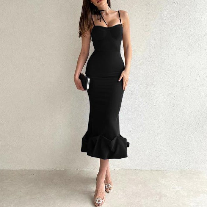 WW - Elegantes einfarbiges Slipkleid