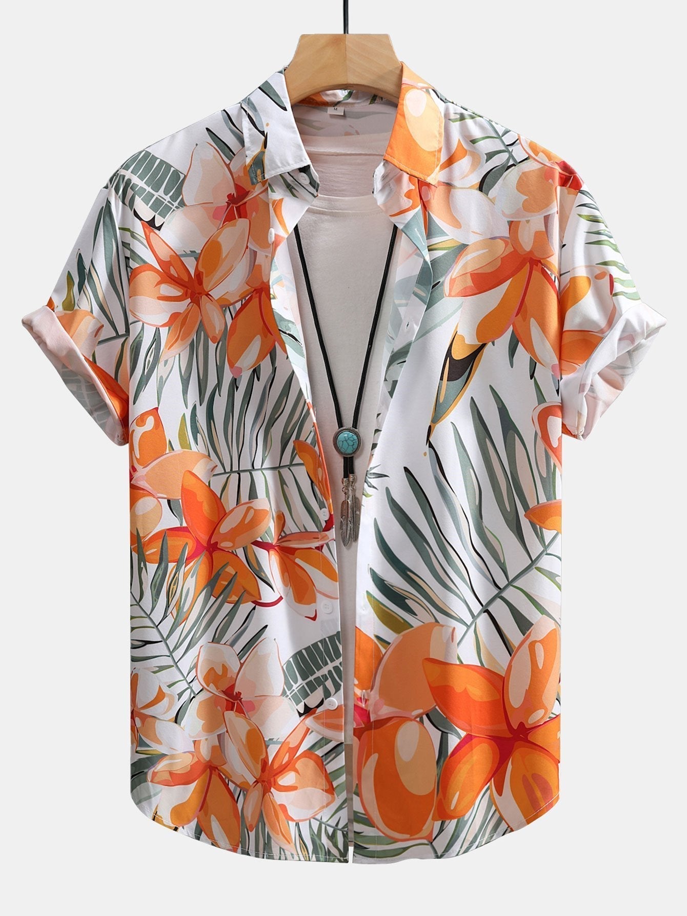 Hemd mit Blumenpflanzen-Print und Badehose mit Knopfleiste