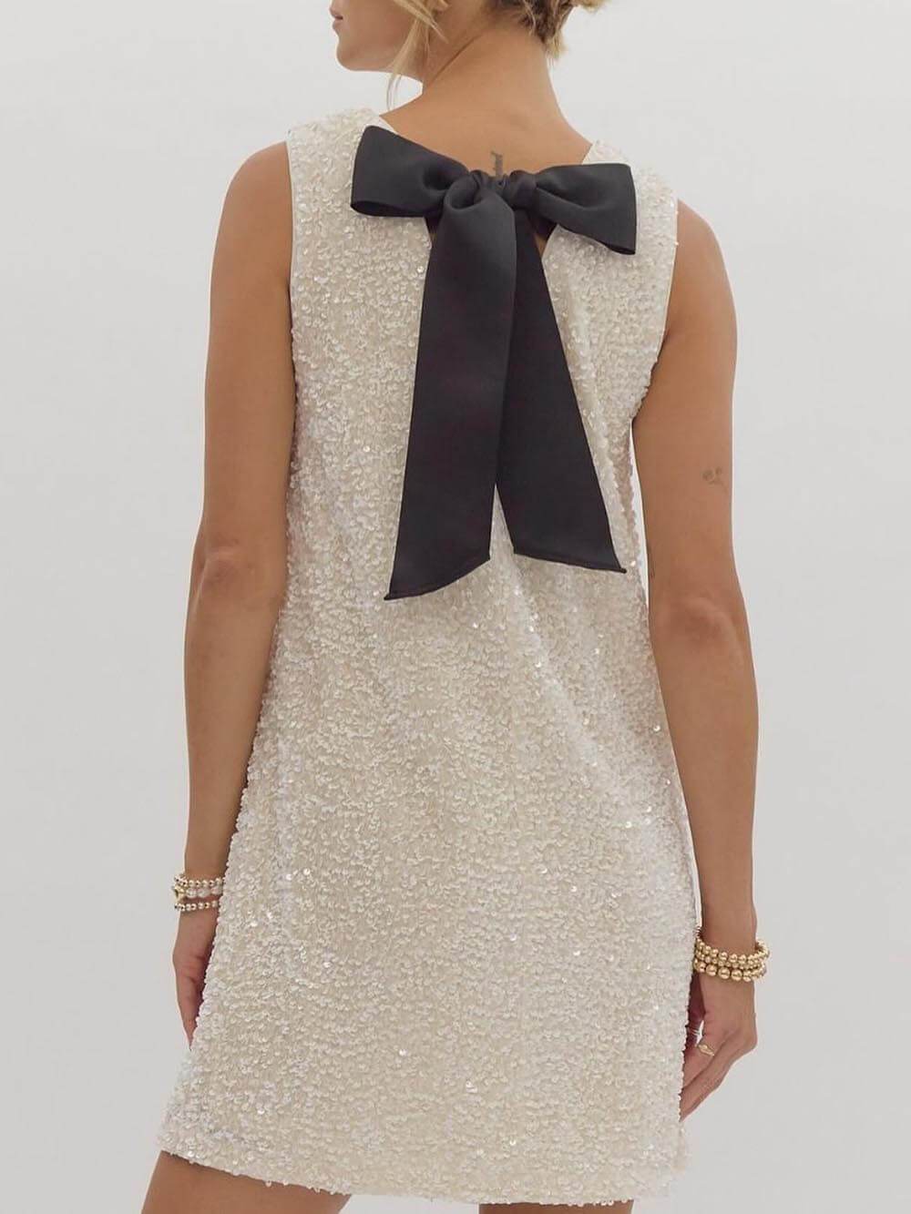 Party mini dress with sequins and tie-back detail