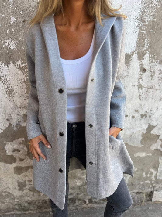 WW | Lässige Einreihige Kapuzenjacke für Damen