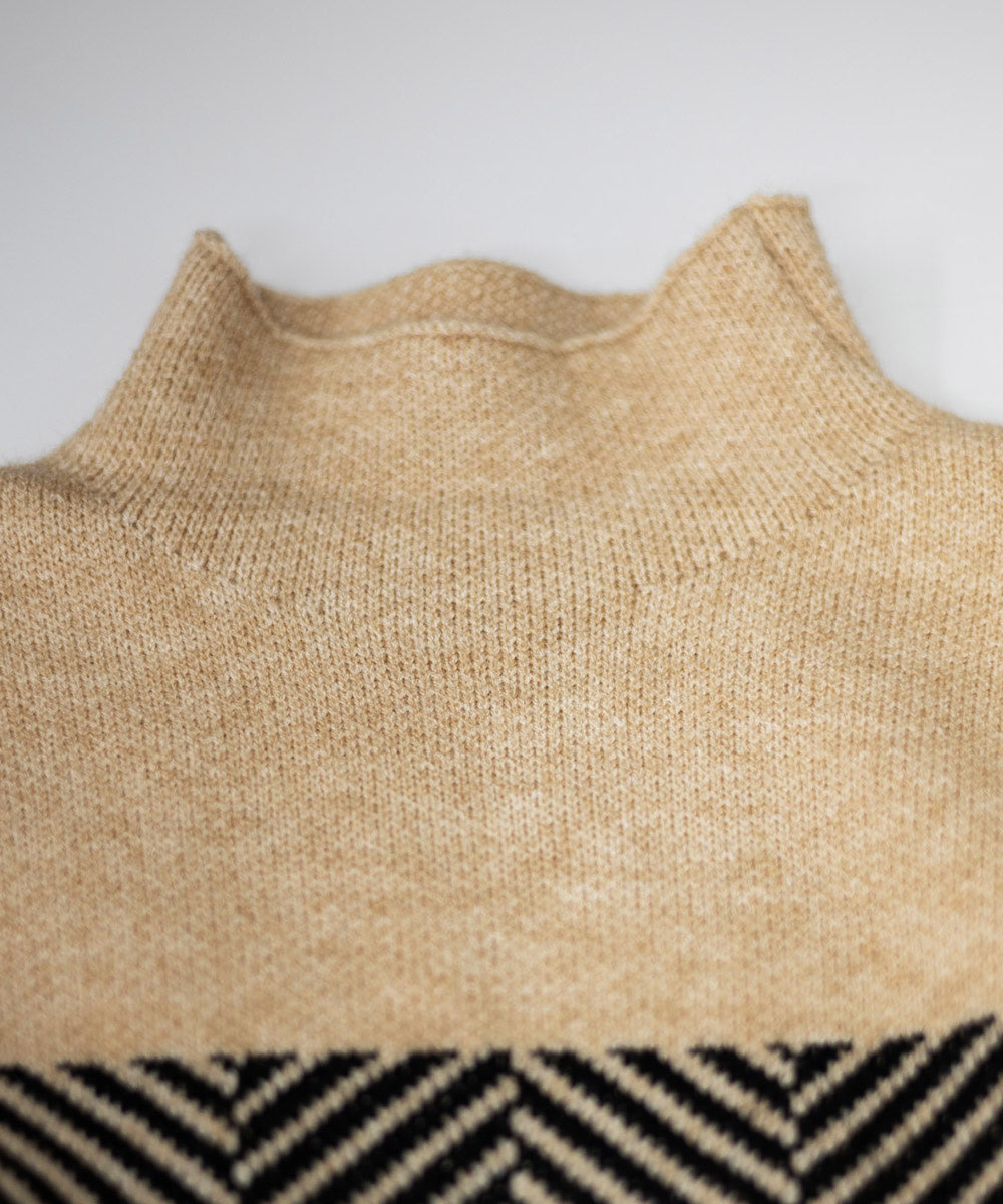 WW | Retro Color Block Half-Turtleneck Pullover