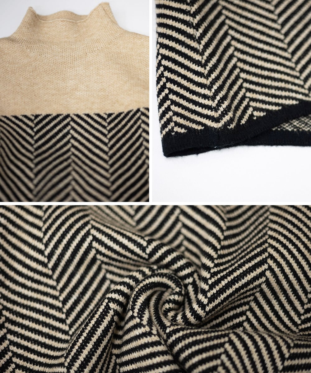 WW | Retro Color Block Half-Turtleneck Pullover