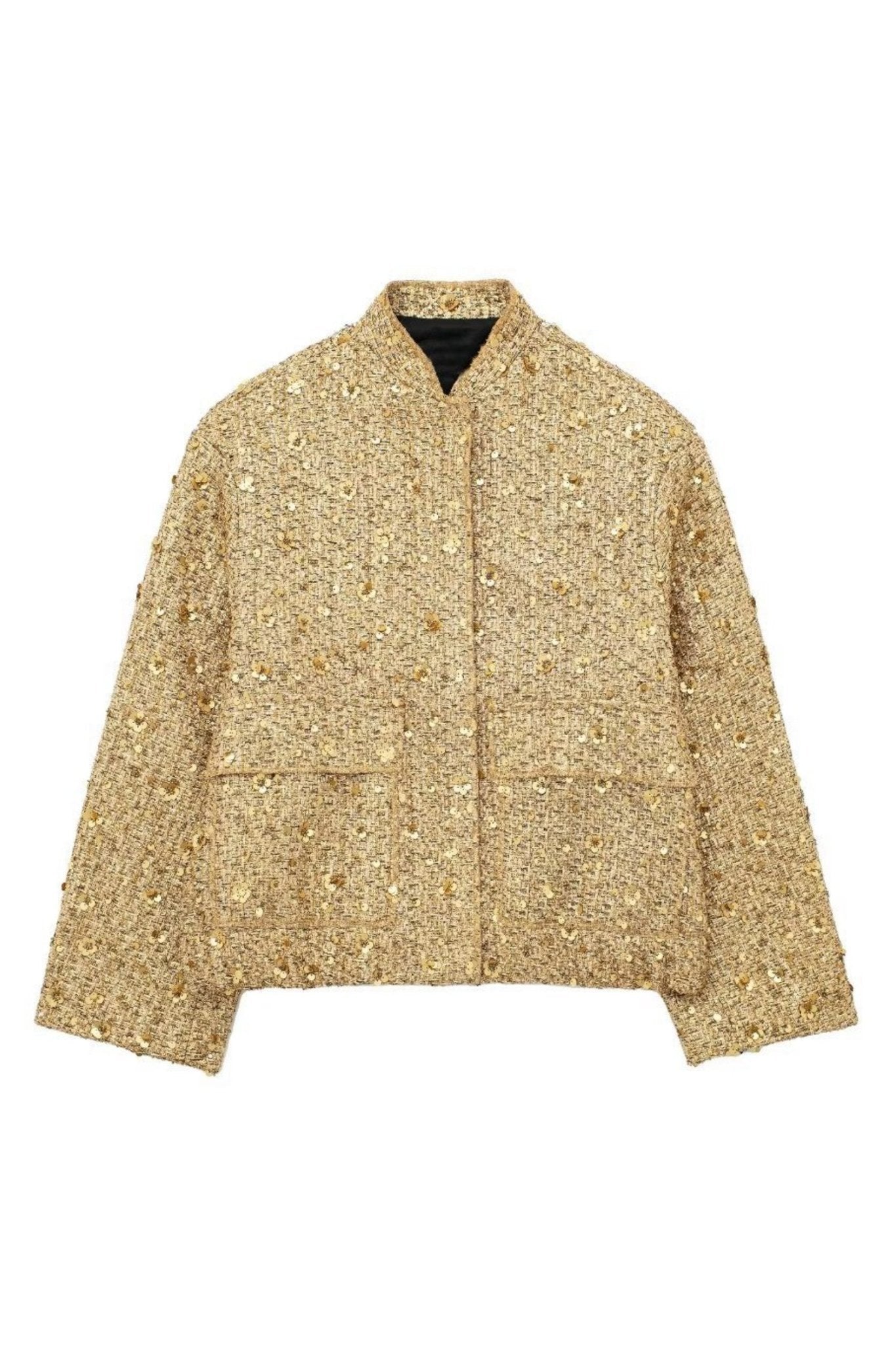 WW | Kragen Metallic Pailletten Jacke
