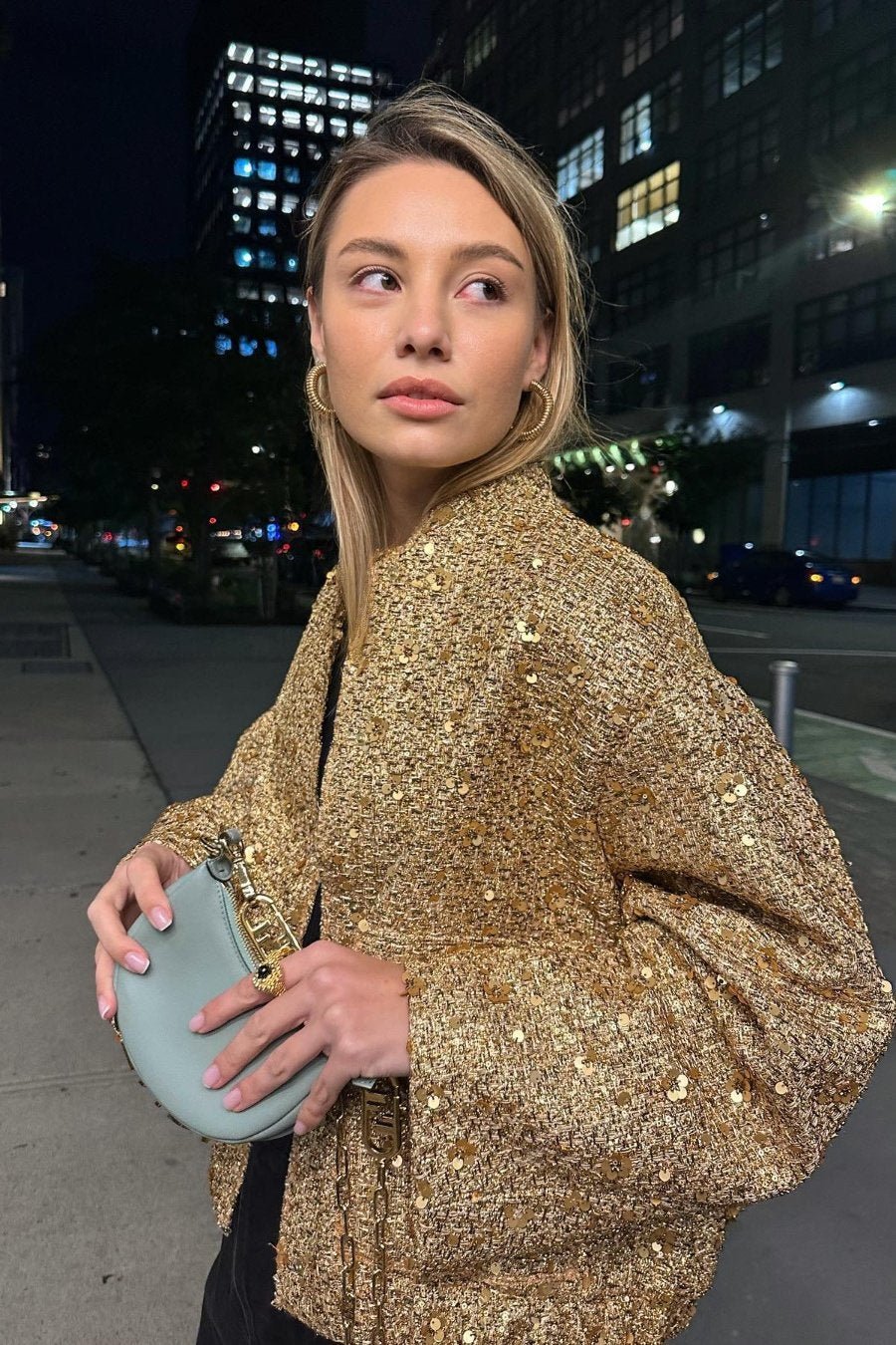 WW | Kragen Metallic Pailletten Jacke