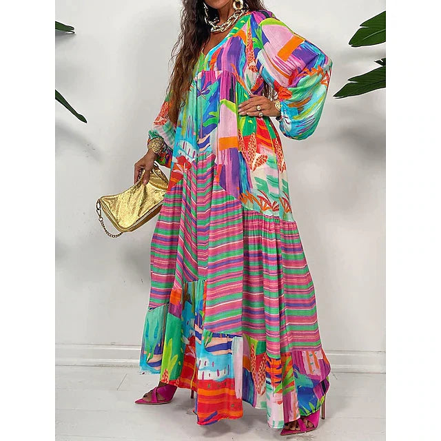 WW | Kaleidoscope Elegance Long Sleeve Dress