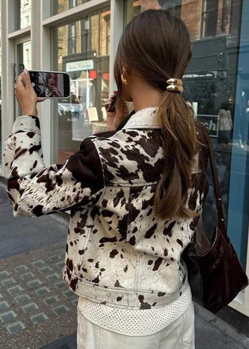 WW | Denim jacket with cow print
