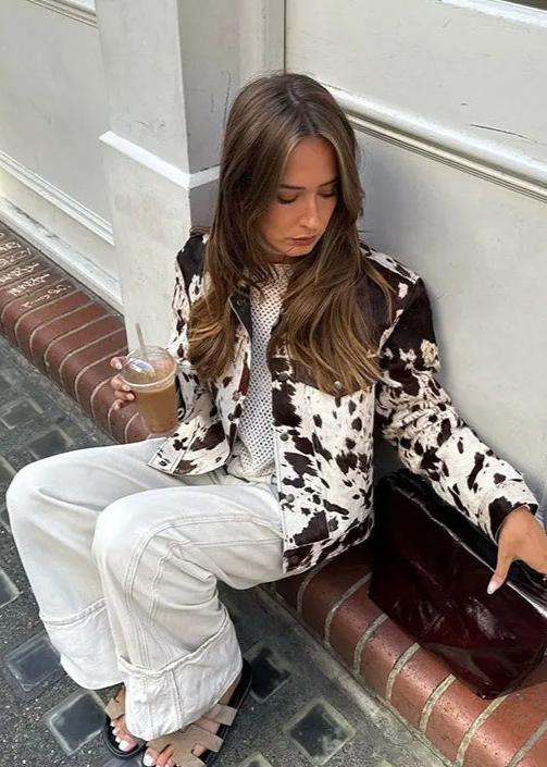 WW | Denim jacket with cow print