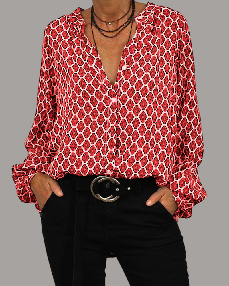 WW | Casual blouse with honeycomb pattern