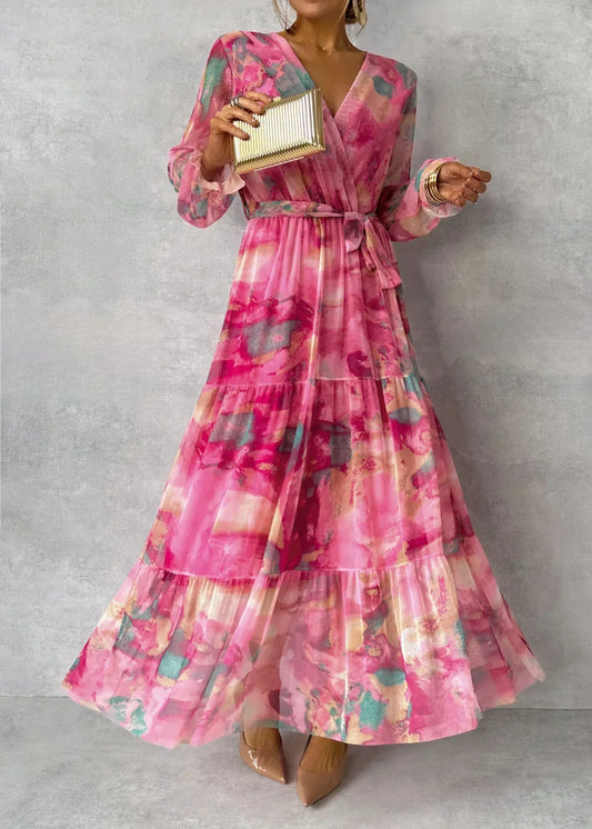 WW | Modern and Casual Pink Long-Sleeved Dress for Women