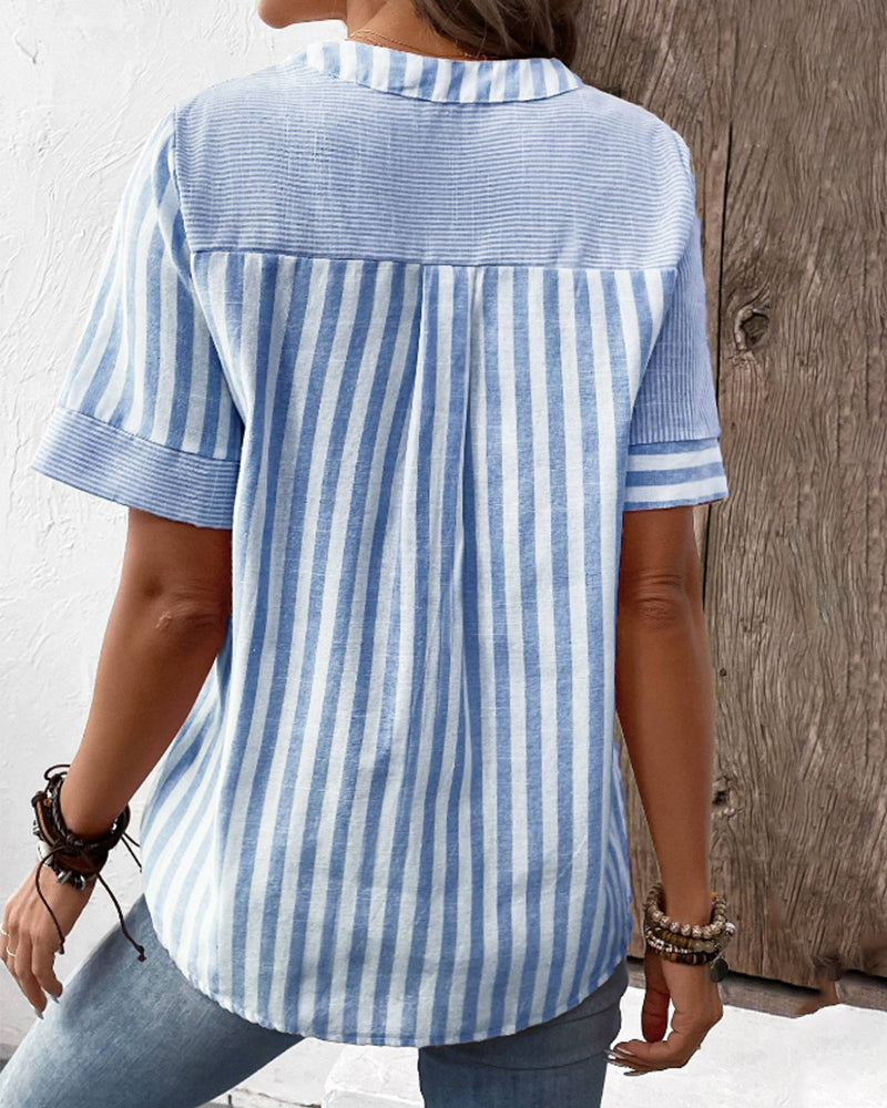 WW | V-Neck Blouse with Short Sleeves