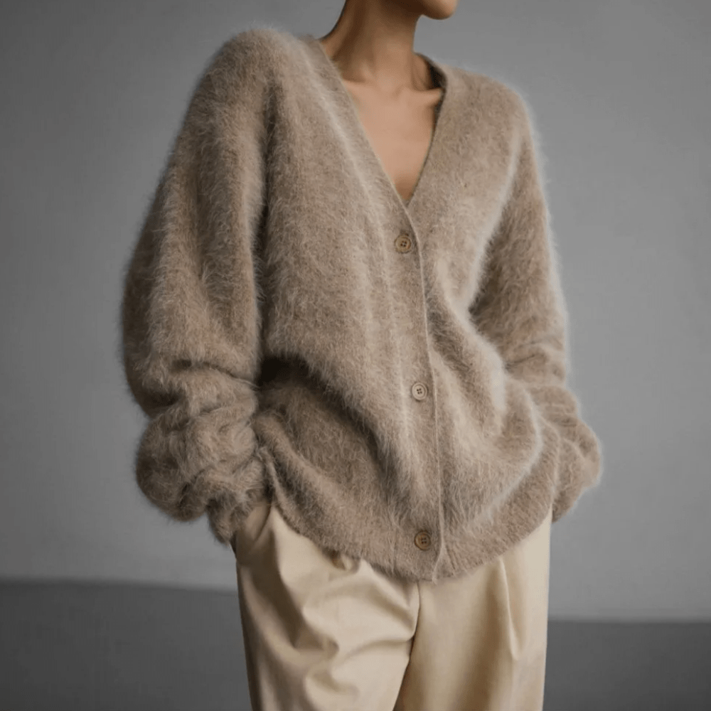 WW | Cardigan aus samtigem Strick Beige Wärme und Eleganz Cocooning