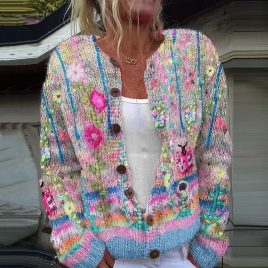 WW | Strickcardigan im Boho-Stil Mehrfarbig Wärme und vintage Originalität