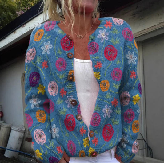 WW | Strickweste Boho Florale Muster Wärme und Weichheit
