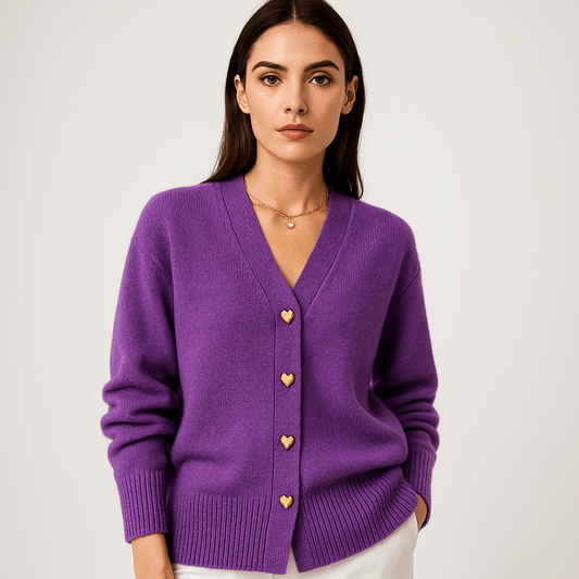 WW | Cardigan Grau V-Ausschnitt & Knöpfe Schalen-Effekt Weiche und Elegante Strickware