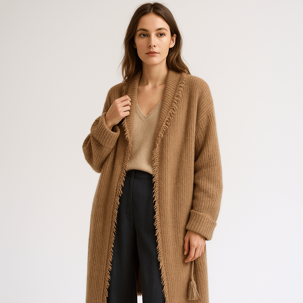 WW | Long Frayed Oversized Camel Cardigan Cozy