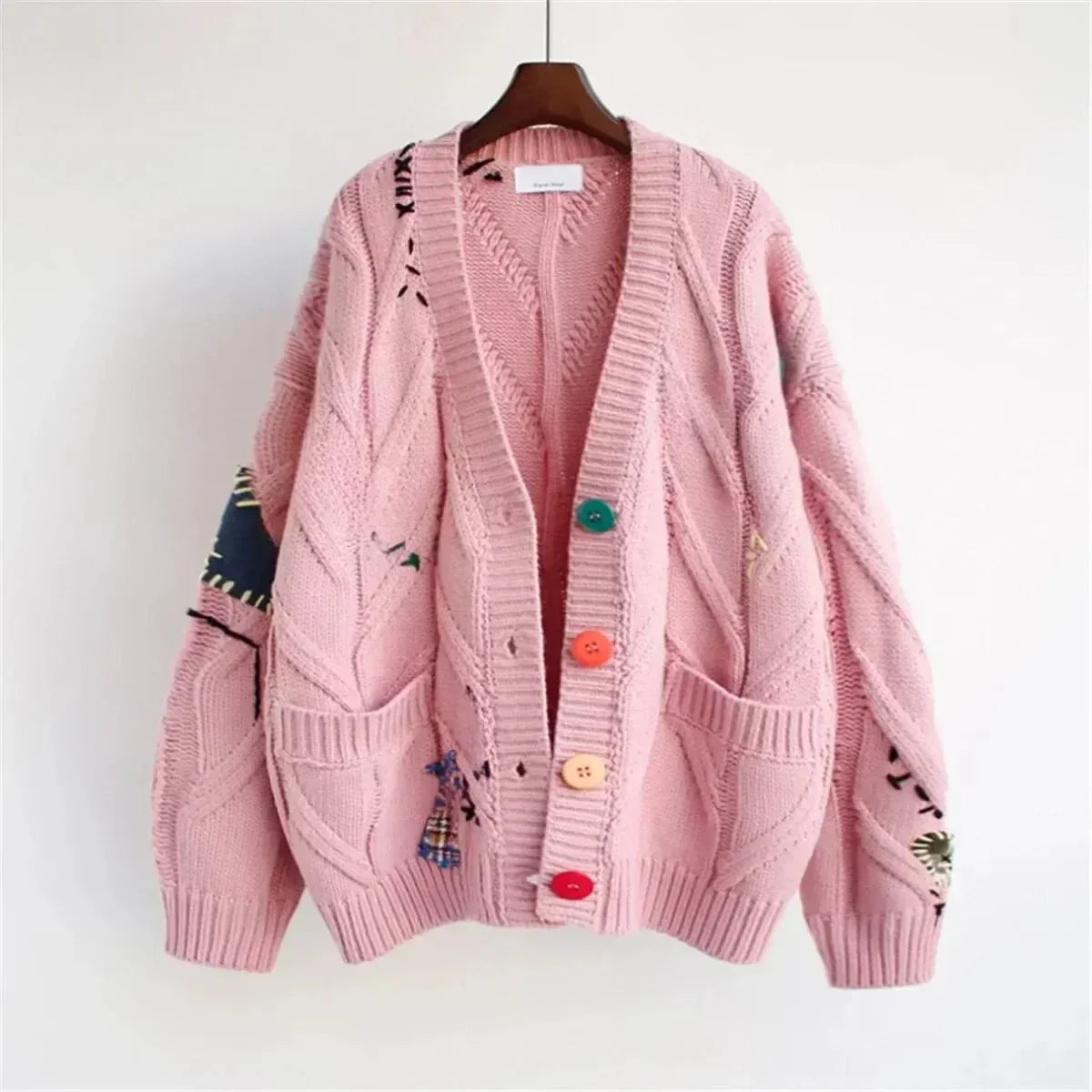 WW | Oversize Cardigan Thick Knit Unique and Colorful Style