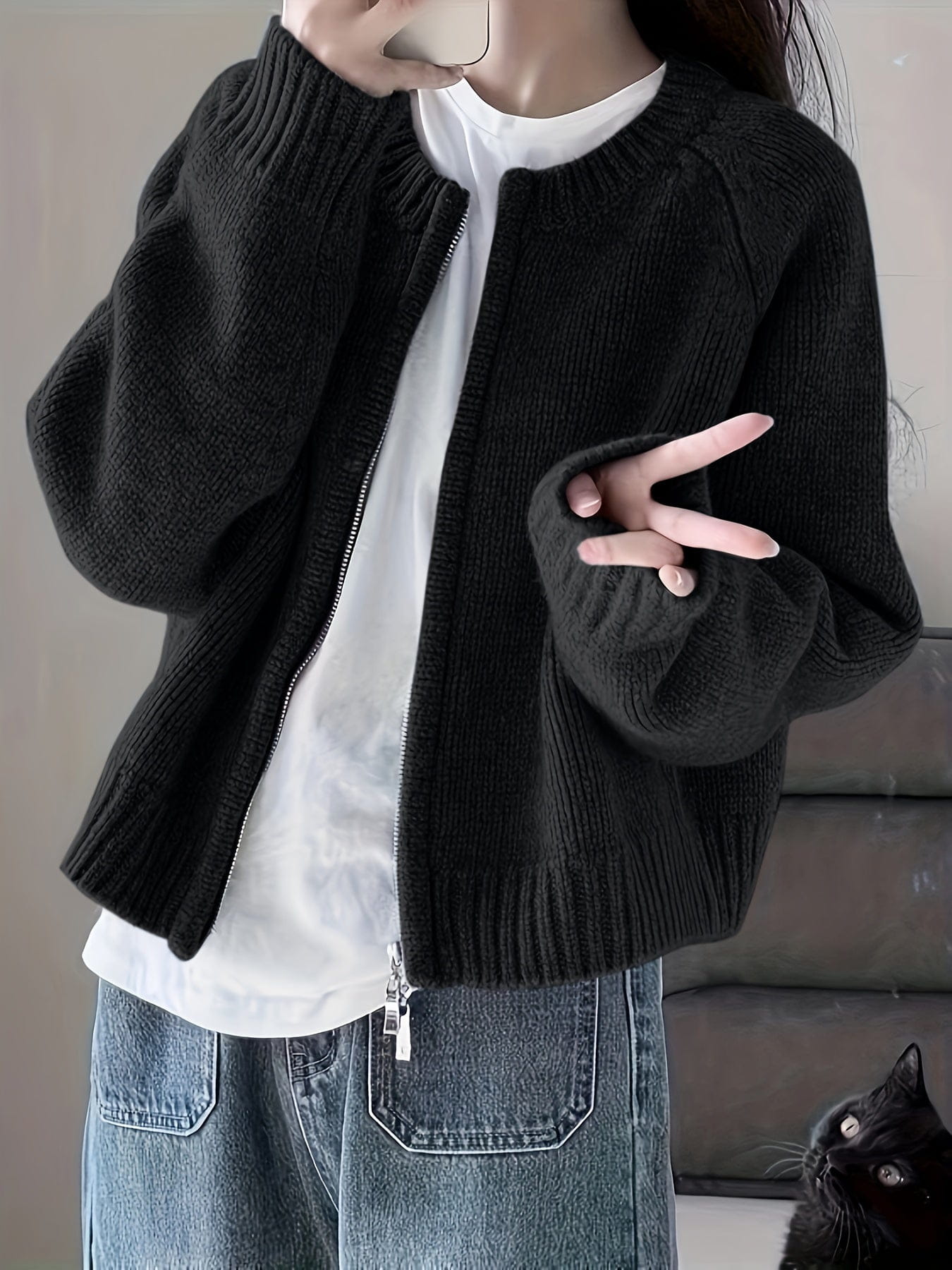 WW | Oversized Zip Cardigan Pink Soft and Comfortable
