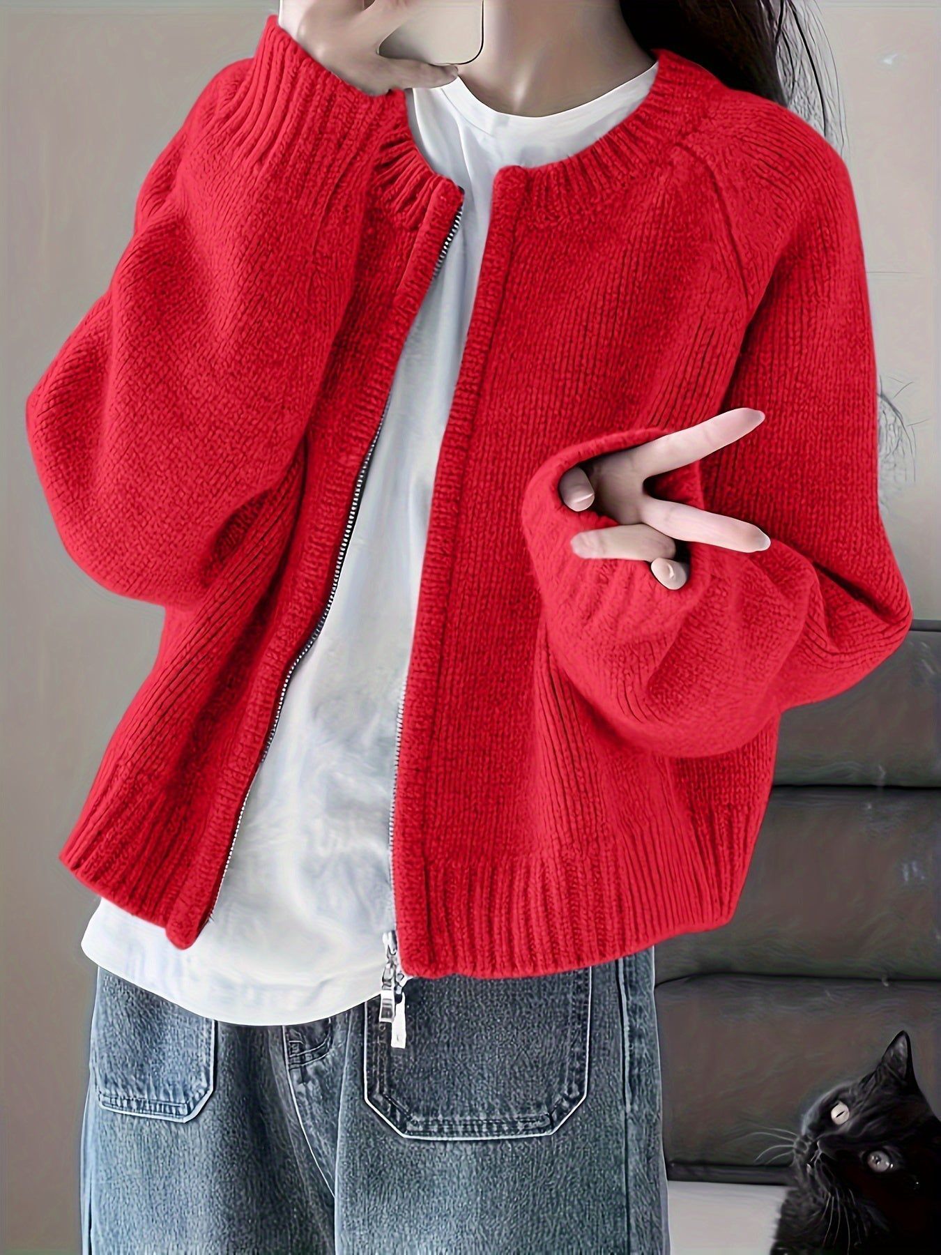 WW | Oversized Zip Cardigan Pink Soft and Comfortable