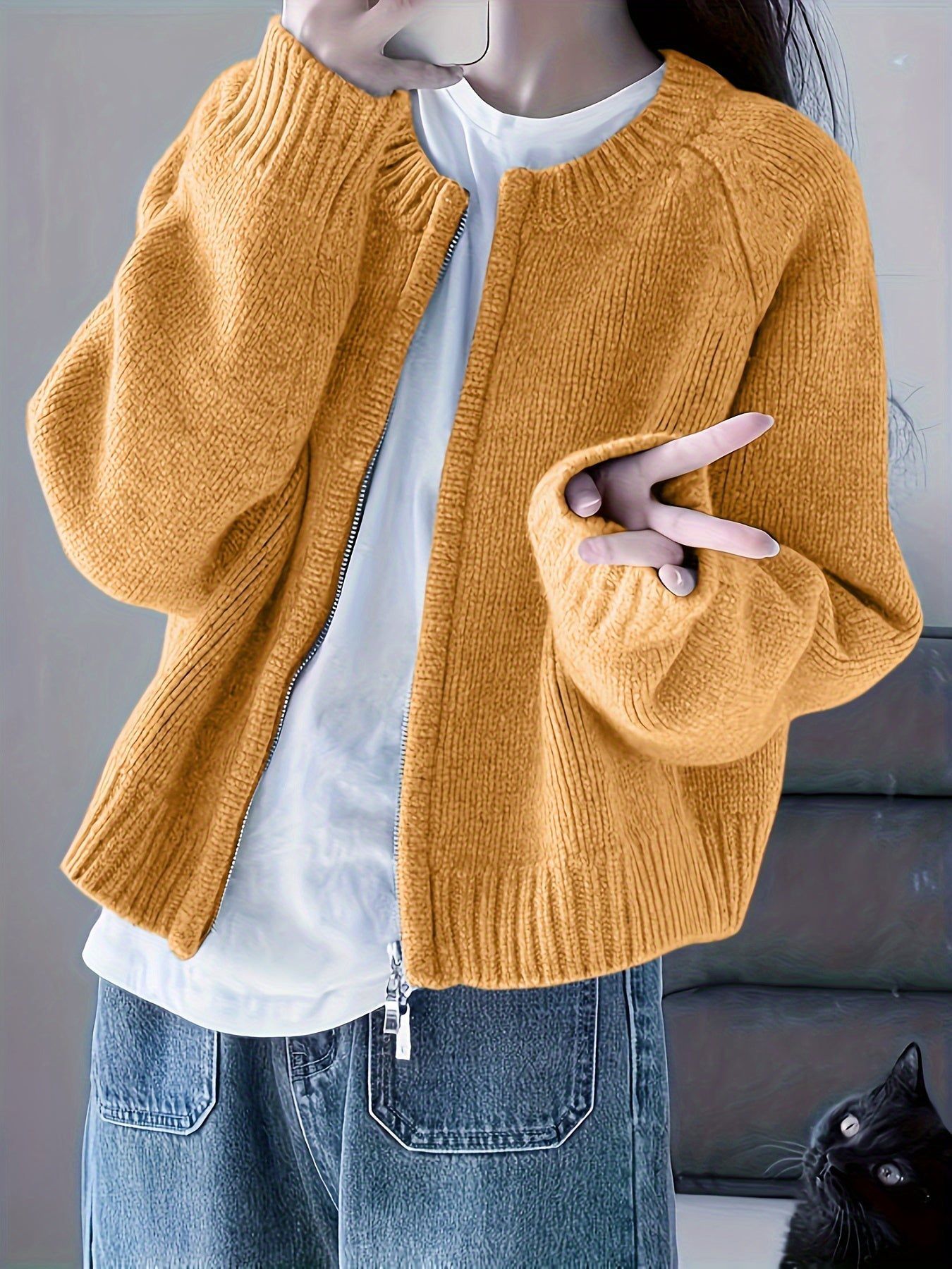 WW | Oversized Zip Cardigan Pink Soft and Comfortable